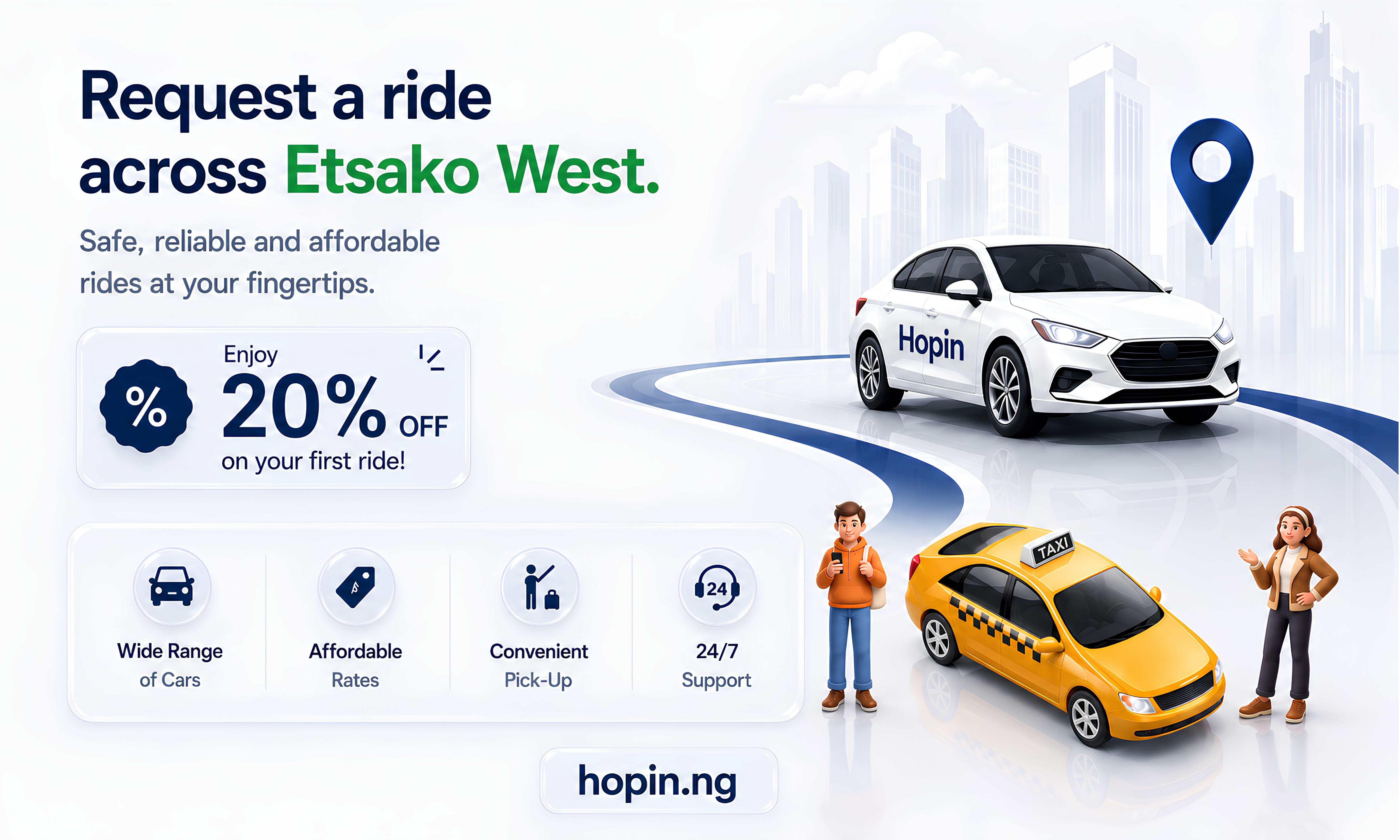 Hopin Ride Hailing Taxi in Auchi | Hopin Mobility — Book a Ride in Etsako West, Edo State